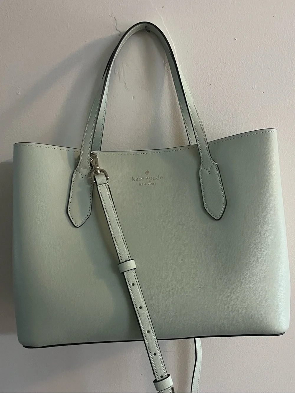 NWOT kate spade Mint Green Leather Tote with Adjustable Strap